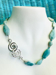 Amazonite, Crystal & Sterling Necklace