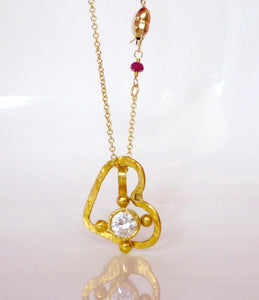 Gold Mini Stellar Pendant & Open Floating Heart Necklace