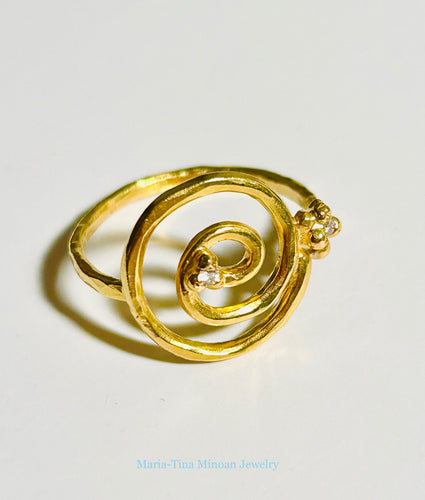 Sacred Spiral & Diamond Ring