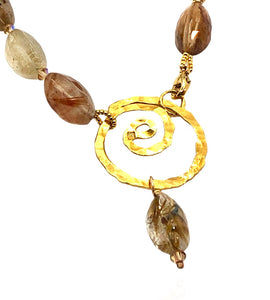 Rutilated Quartz & Spiral Necklace