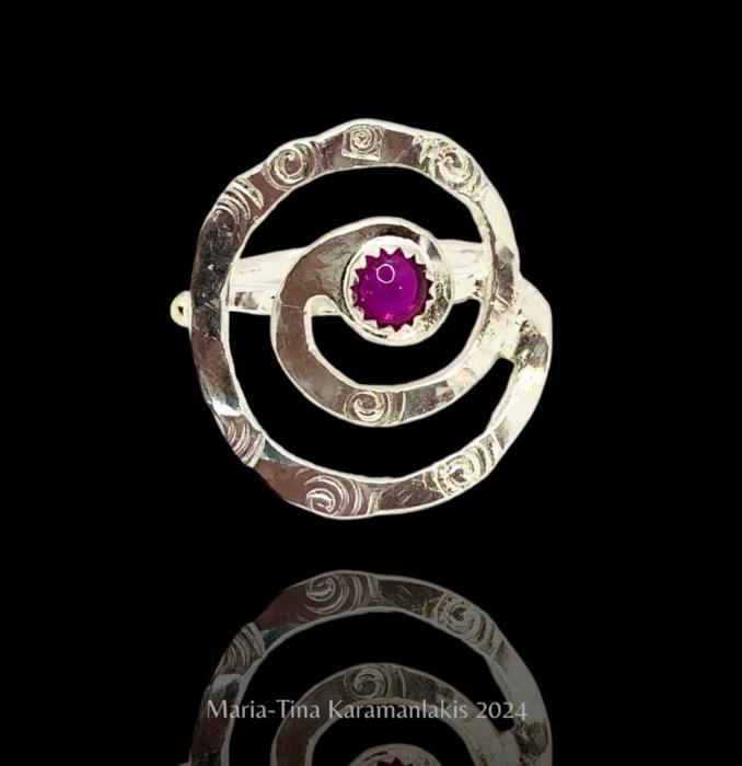 Spiral of Life with Ruby Ring