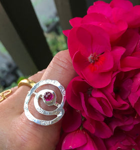 Spiral of Life with Ruby Ring