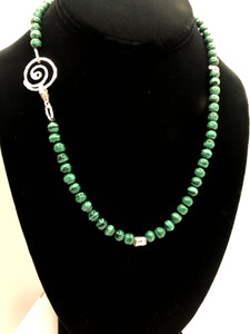 Malachite & Sterling Silver Spiral Necklace
