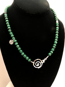 Malachite & Sterling Silver Spiral Necklace