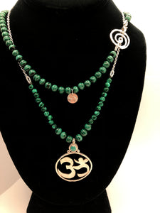 Malachite & Sterling Silver Spiral Necklace