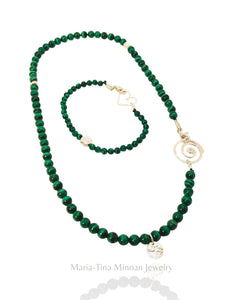 Malachite & Sterling Silver Spiral Necklace