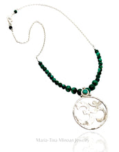Malachite & Sterling Silver Om Necklace
