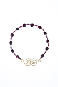 Minoan Double Spiral of Life Garnet Necklace