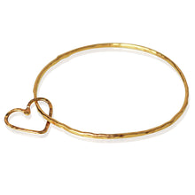 Solid Gold "Open Floating Heart" Bangle