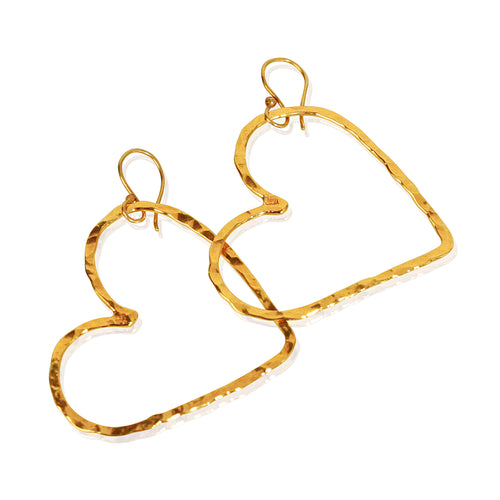 Golden Open Floating Heart Halo Hoops