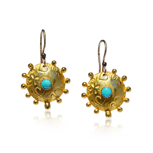 Golden Gilded Athena's Shield Earrings