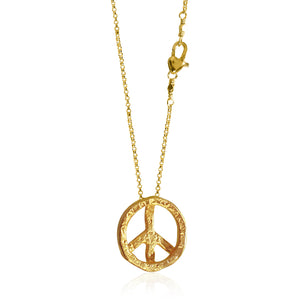 Antiqued Gold Peace Sign Necklace