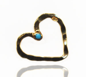 Gold & Turquoise Open Floating Heart Pendant