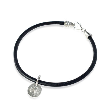 Black Leather & Sterling Silver Bracelet