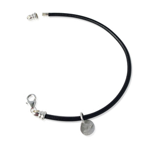 Black Leather & Sterling Silver Bracelet