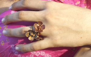 Ancient Bronze Small Flower Cocktail Ring