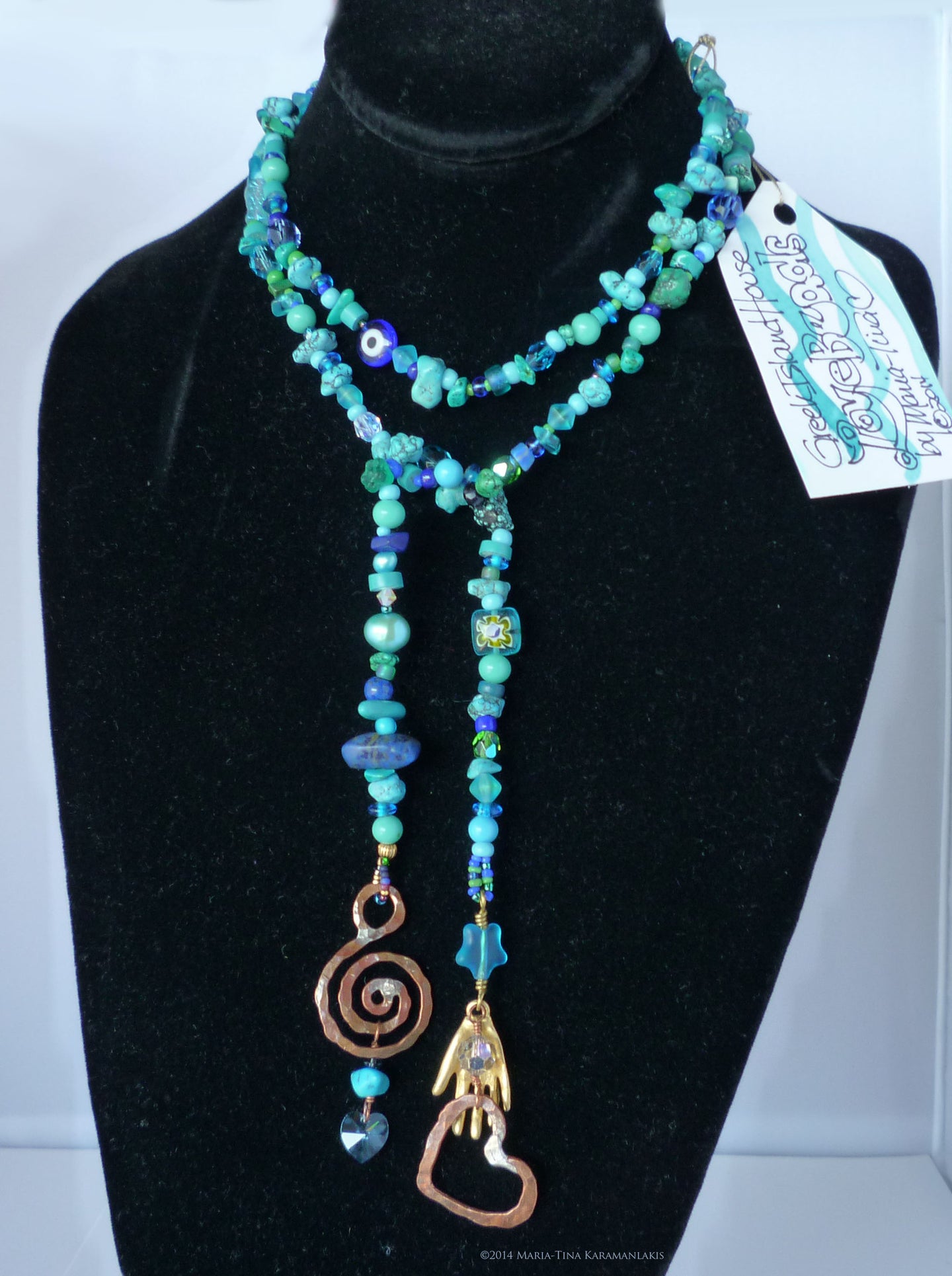 Love bead lariat in turquoise