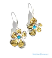 Minoan Blossom Earrings Medium with Turquoise