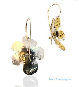 Minoan Large Blossom Earrings with Rose cut Garnets