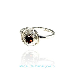 Spring Spiral Ring with rose-cut Garnet