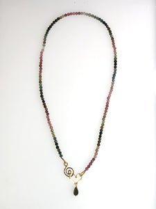 Watermelon Tourmaline & 22k Gold Necklace
