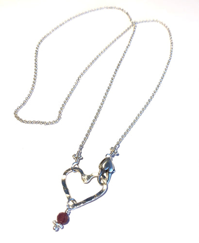 Sterling Mini Open Floating Heart with Pink Tourmaline