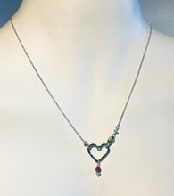 Sterling Mini Open Floating Heart with Pink Tourmaline