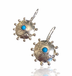 Athena's Shield Earrings in Sterling Silver & Turquoise