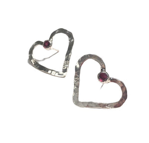 Sterling Heart with Rosey gems