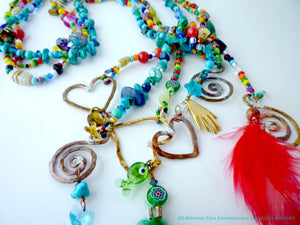 Love bead lariat in turquoise