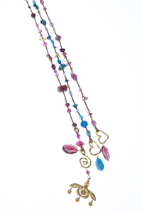 Pink Tourmaline & Turquoise Lariats
