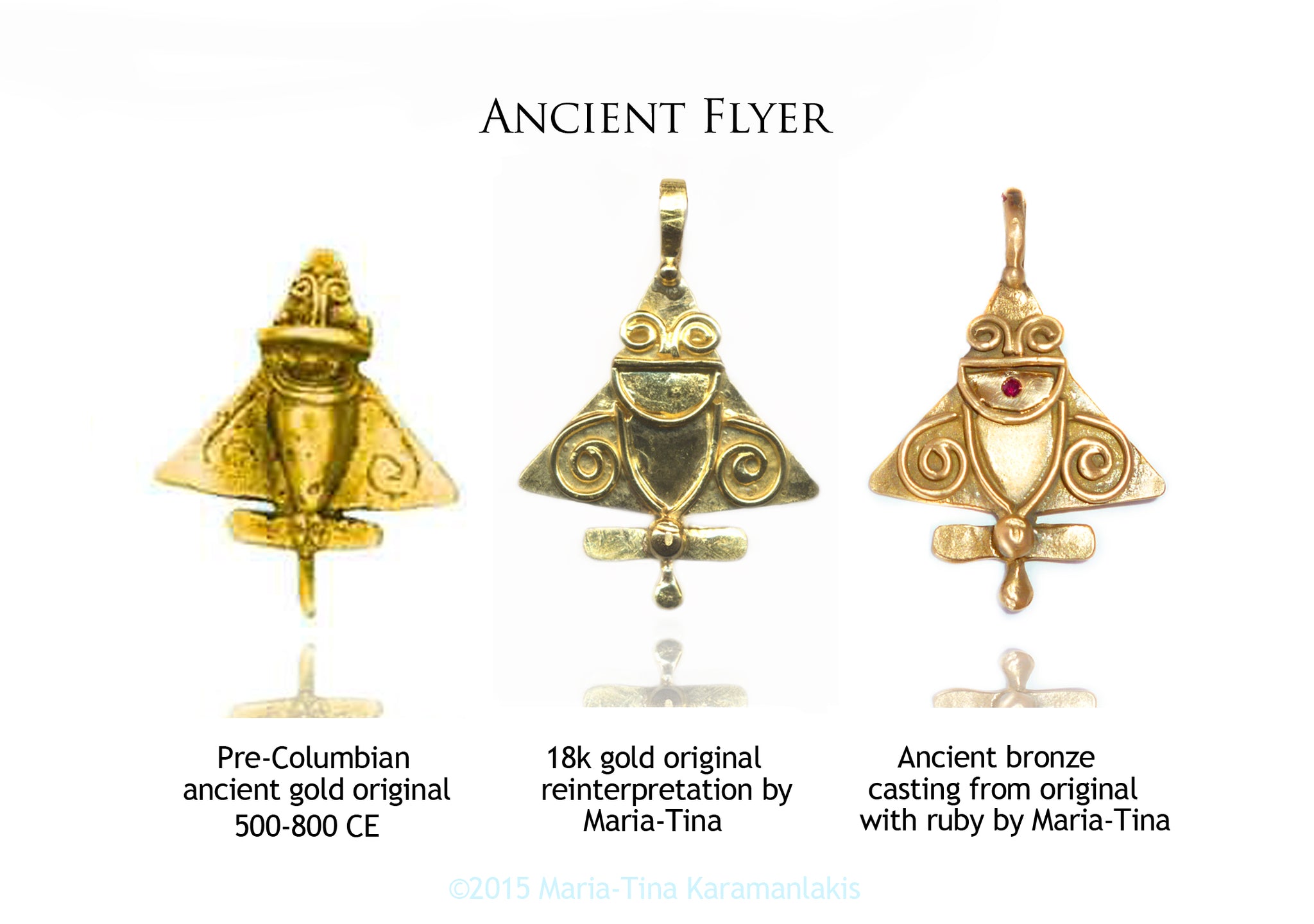 Ancient Alien Pendant with Ruby Greek Island House