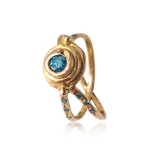 Blue Diamond & Gold  "Daughter of Poseidon" Custom Made Ring