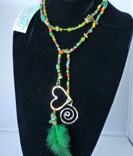 Love Bead Lariat in Green