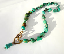 Turquoise & Swarovski Crystal Necklace with Ancient Bronze Maria-Tina Signature Clasp