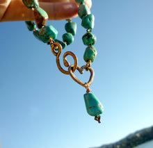 Turquoise & Swarovski Crystal Necklace with Ancient Bronze Maria-Tina Signature Clasp