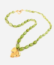 Golden Fig Leaf & Peridot Necklace