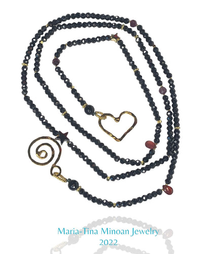 Love Lariat Necklace in Black Spinel