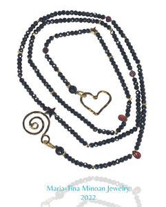 Love Lariat Necklace in Black Spinel