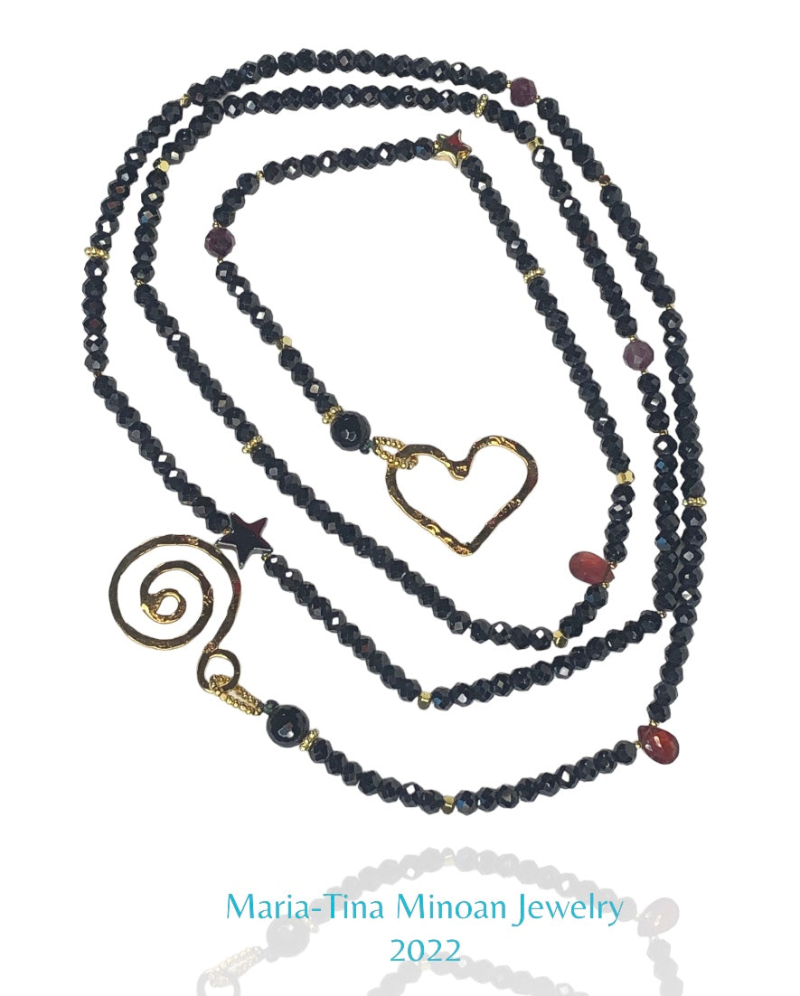 Love Lariat Necklace in Black Spinel