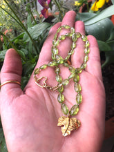 Golden Fig Leaf & Peridot Necklace