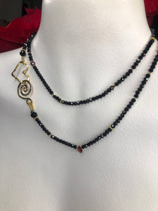 Love Lariat Necklace in Black Spinel