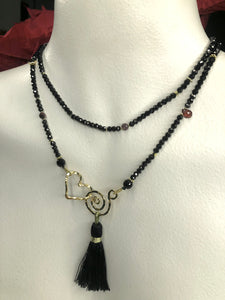 Love Lariat Necklace in Black Spinel