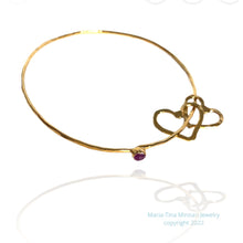 Ruby and 24k gold vermeil Two Hearts Bangle Bracelet