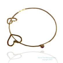 Ruby and 24k gold vermeil Two Hearts Bangle Bracelet