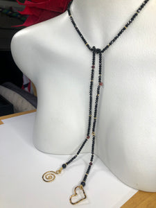 Love Lariat Necklace in Black Spinel
