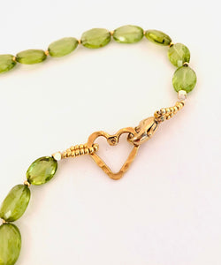 Golden Fig Leaf & Peridot Necklace