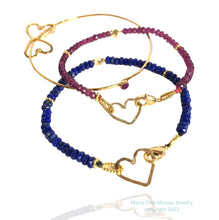Ruby and 24k gold vermeil Two Hearts Bangle Bracelet