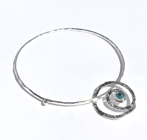 Sterling Spiral of Life & Transformation Bangle with Gem