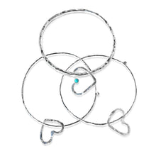 Light Open Floating Heart Bangle in Sterling Silver